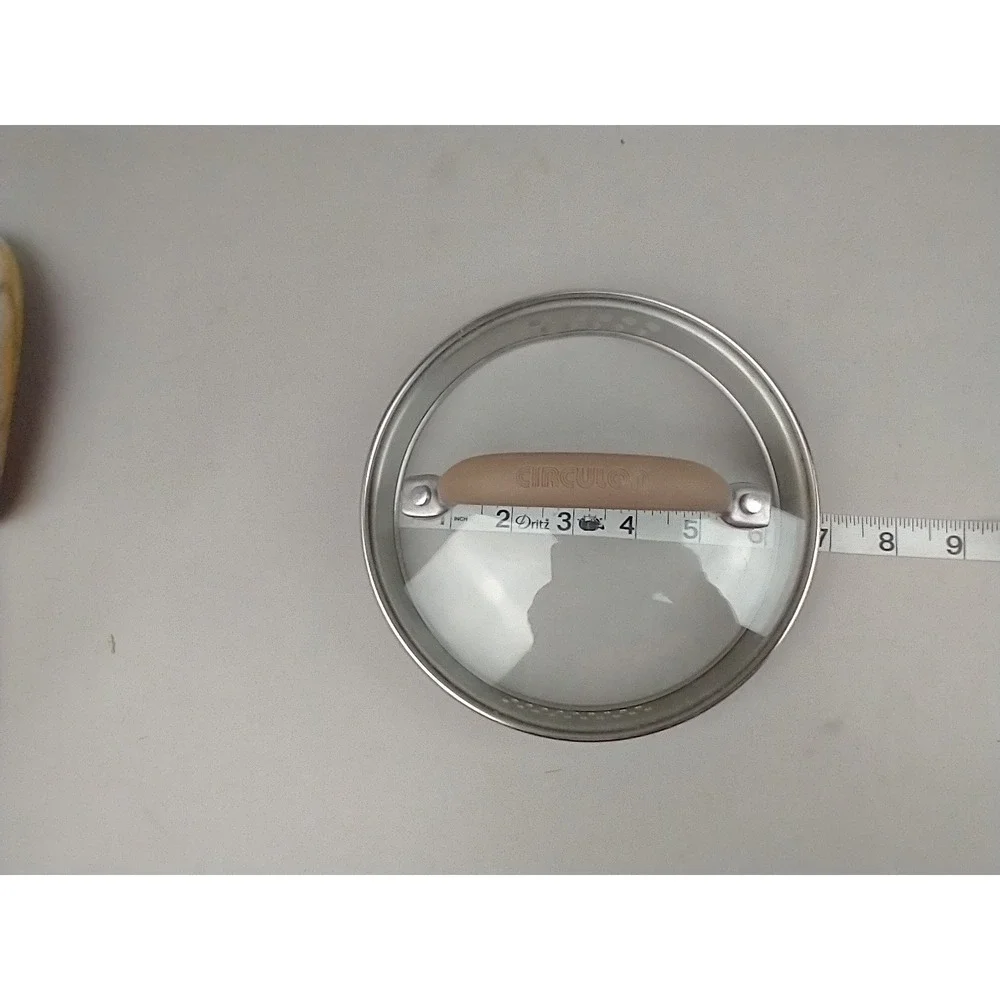 Circulon 7 Inch Straining Glass Lid Stainless Steel Rim‎ Tan Handle XFAK2007154